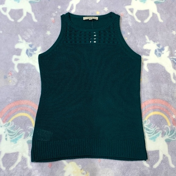 LOFT Dark Teal Emerald Knit Sweater Tank - Picture 4 of 10